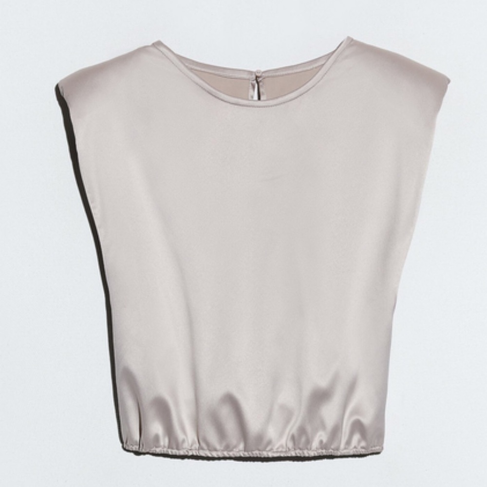 Zara Satin Effect Shoulder Pad Top